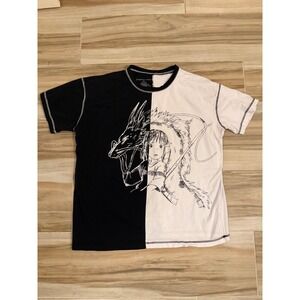 Her Universe Spirited Away Split Graphic Tee Black White Haku Chihiro 2X Anime
